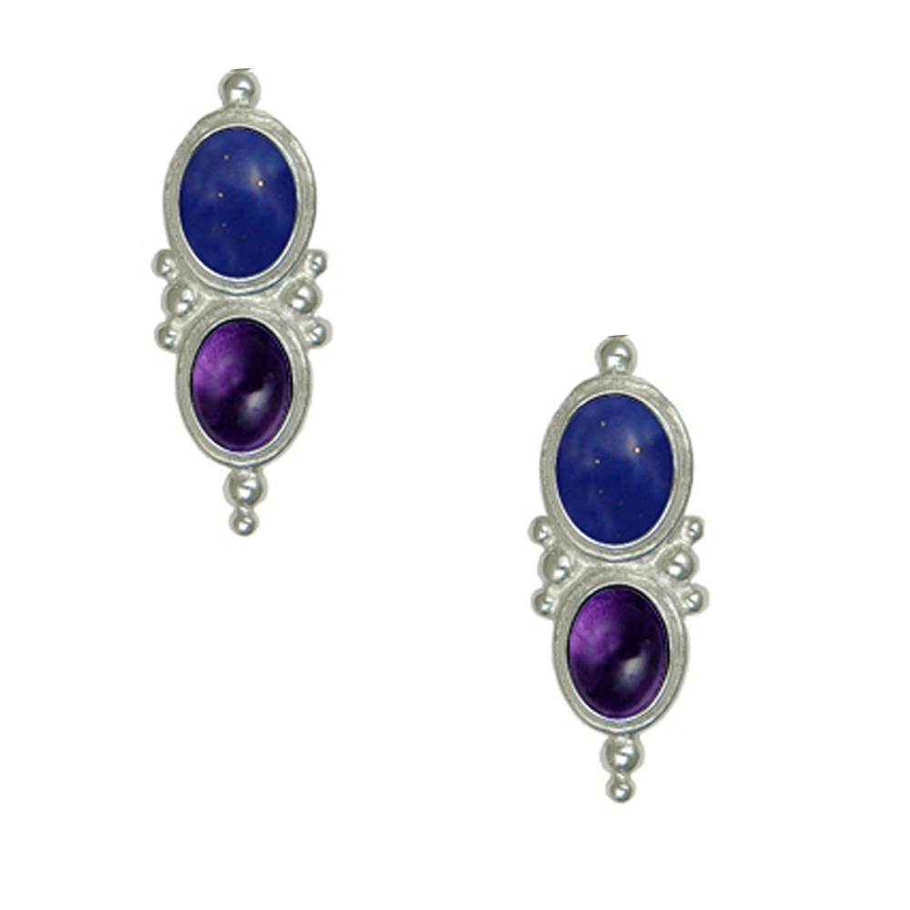 Sterling Silver Drop Dangle Earrings With Lapis Lazuli